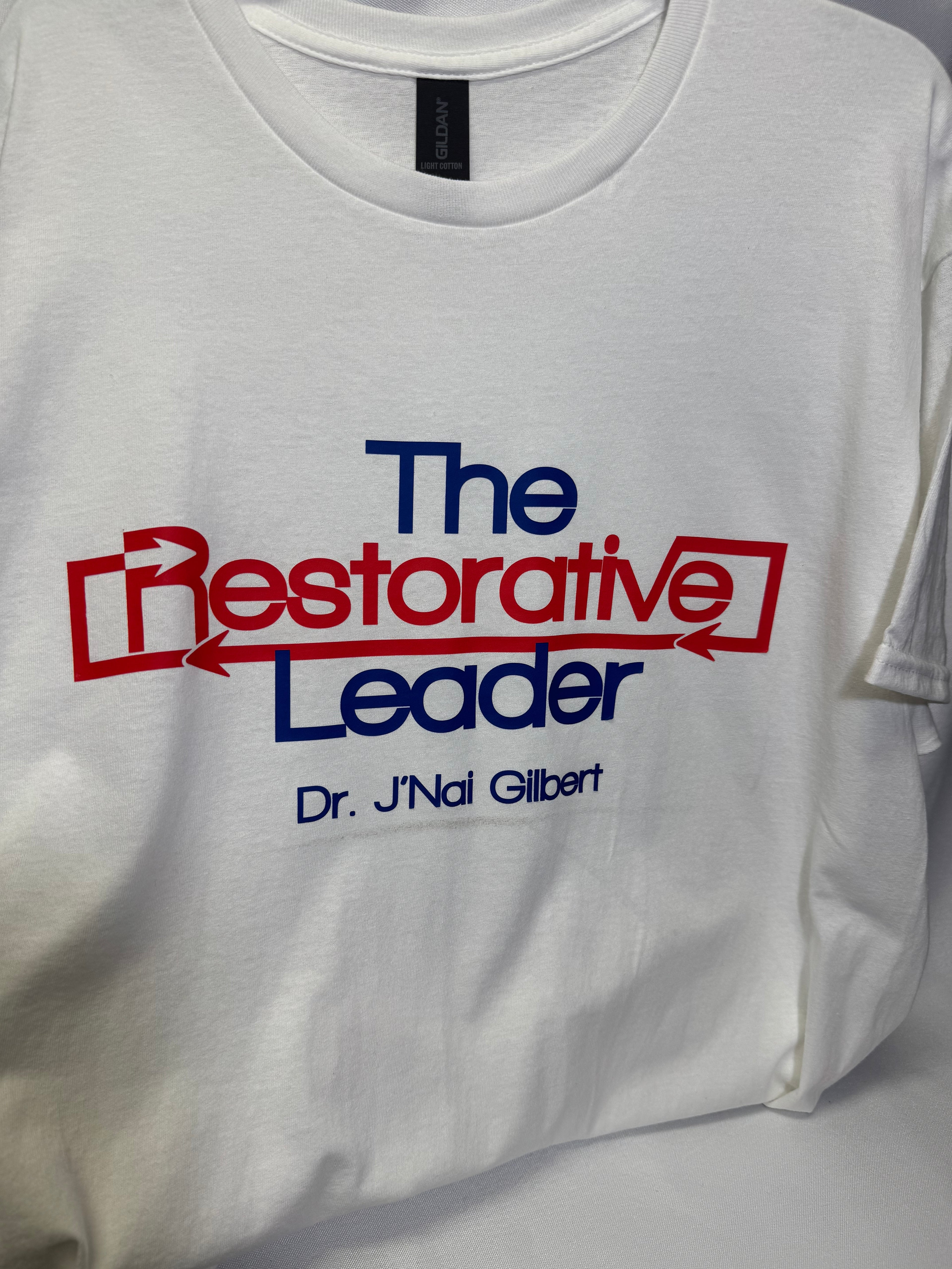 The Restorative Leader™ Signature T-Shirt Blue and Red Logo