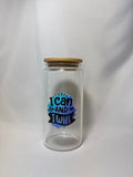 I Can & I Will Motivational Glass Cup w/Bamboo Lid